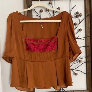 Free People boho blouse. Worn only once!! Sadly too big for me